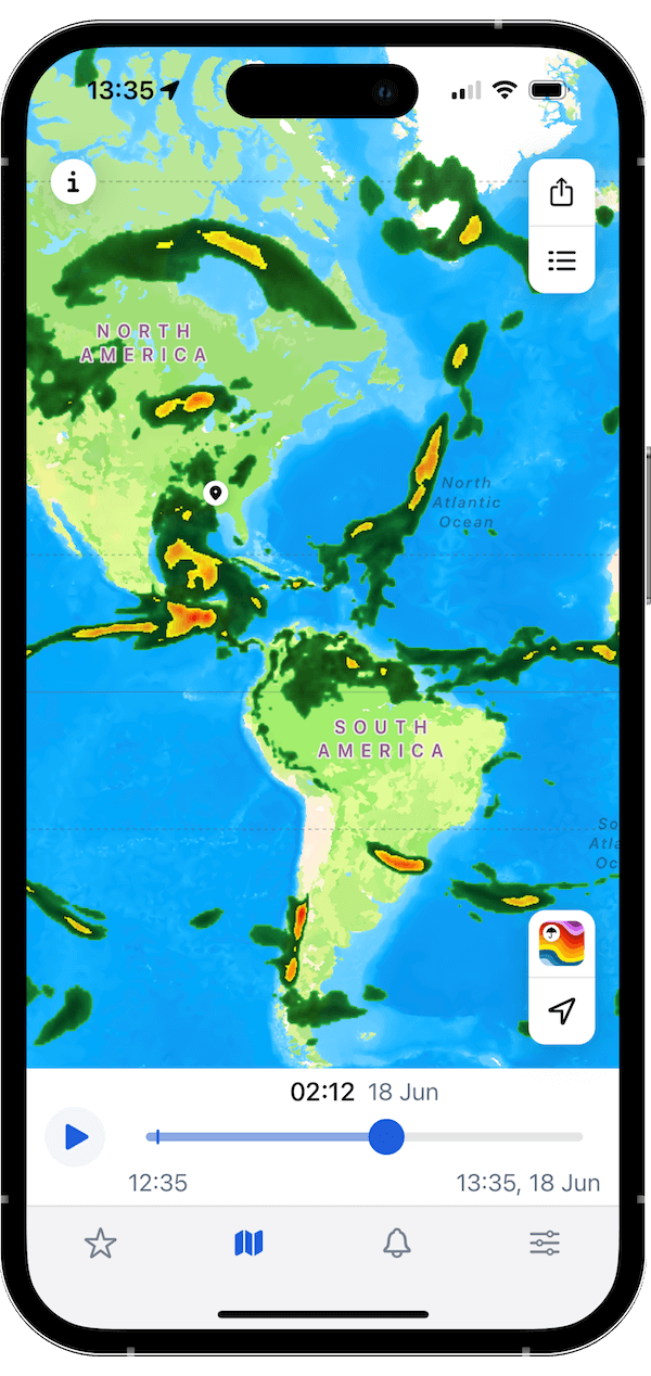 RainViewer Mathematical Layers: Forecast 24h