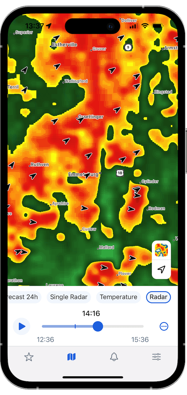 RainViewer: Show Recent Layers on Map