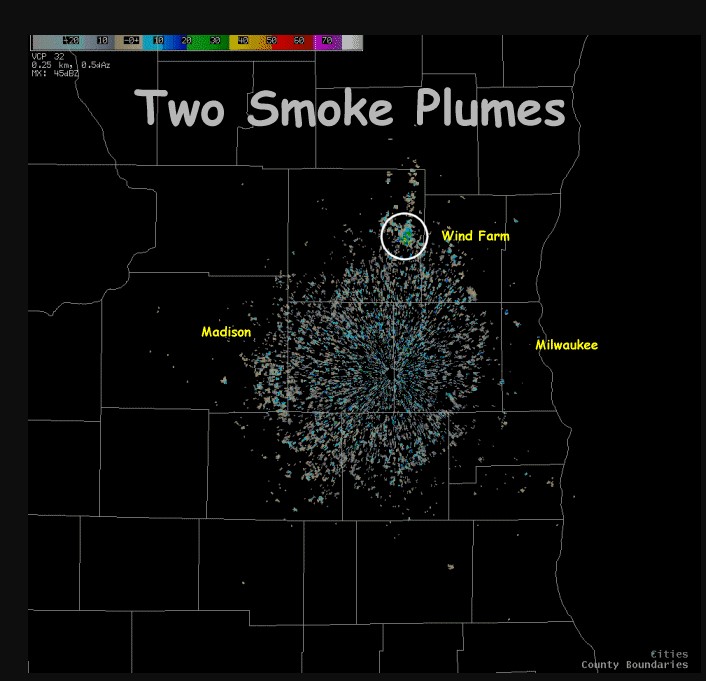 Two smoke plumes