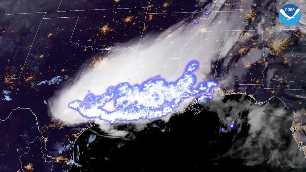 The world's longest lightning bolt: a satellite image