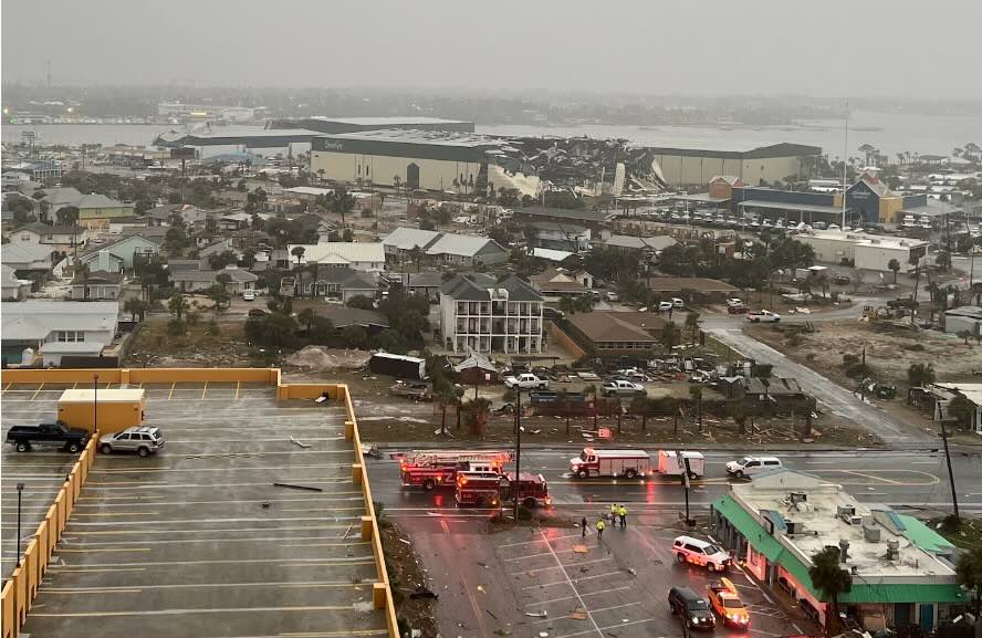 Damage from EF-3 tornado in Bay County, Florida, in January 2024