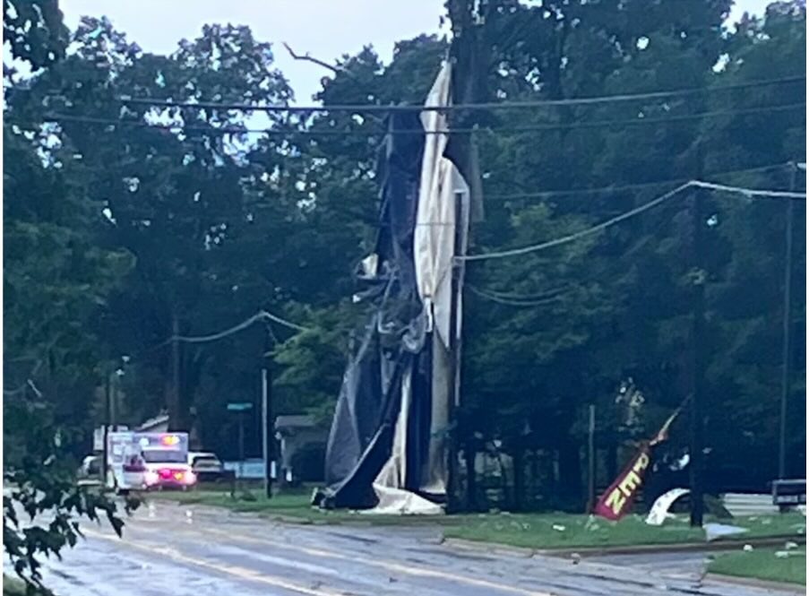 Damage from EF-2 tornado in St. Joseph County, Michigan, in February 2024