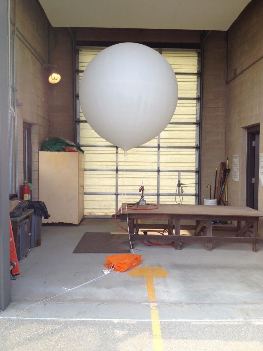 Inflated weather balloon