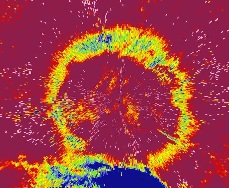 Weather radar image showing the freezing level