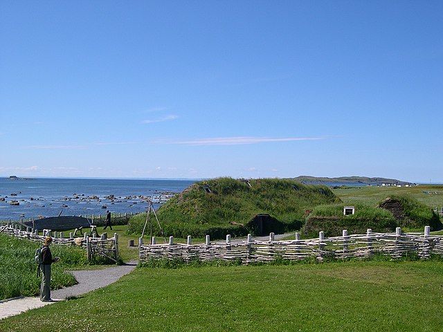 Recreated viking settlements from the Medieval Warm Period at L'Anse aux Meadows, Newfoundland, Canada