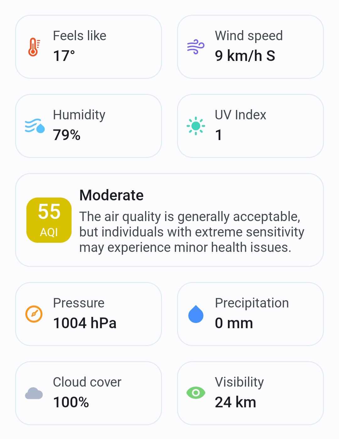 Air Quality Index in the Rain Viewer app