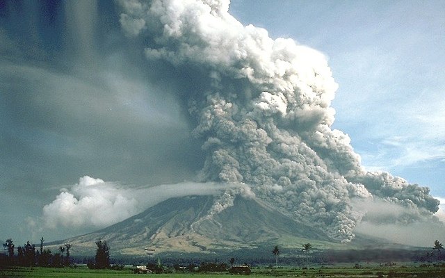 Pyroclastic flow during a volcanic eruption on the Philippines