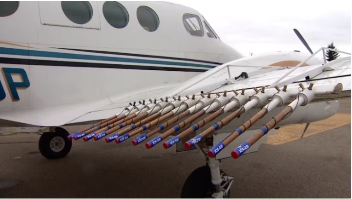 Hail suppression aircraft in Alberta, Canada