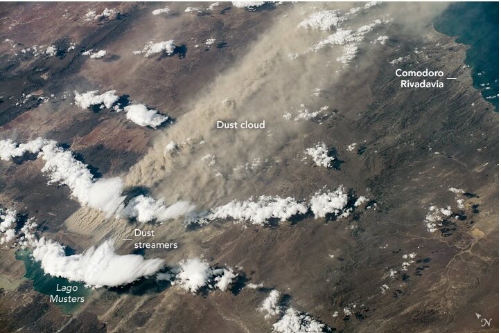 Dust storm over Patagonia, Argentina, in March 2020