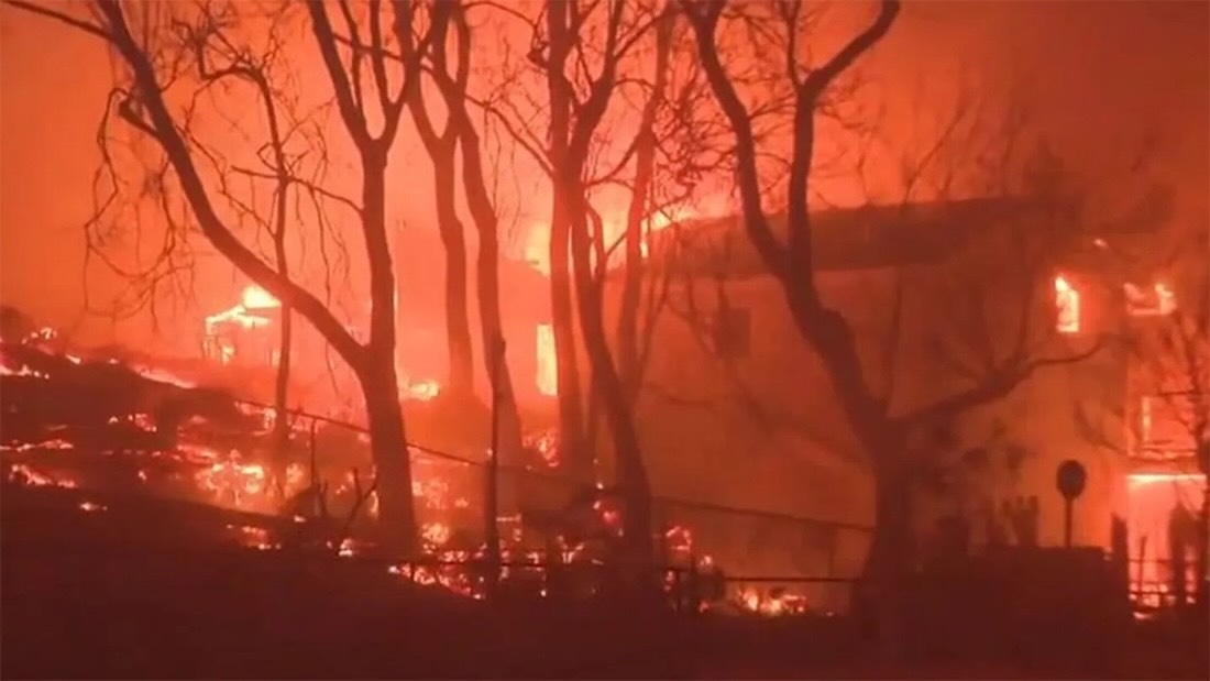 The famous Palisades Charter High School damaged by California fire in January 2025