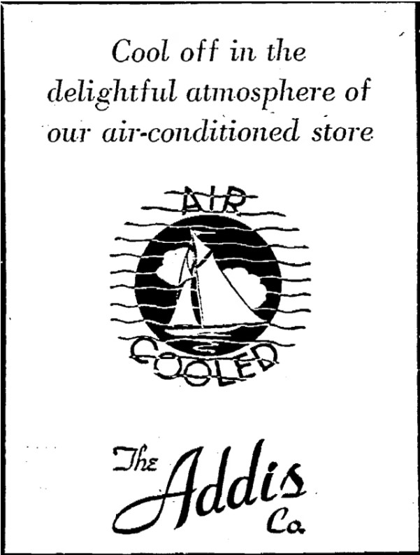 1936 summer heatwave: a department store advertises its air-conditioned space