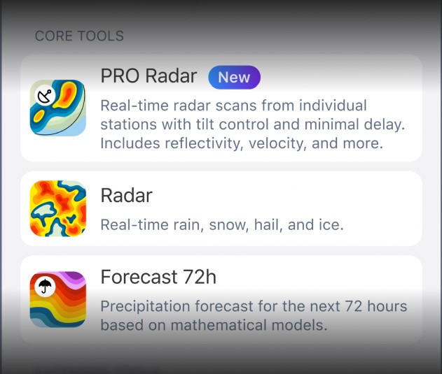 Map layers in Rain Viewer