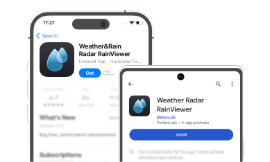 Descarga la aplicación RainViewer desde %app_store o %google_play.